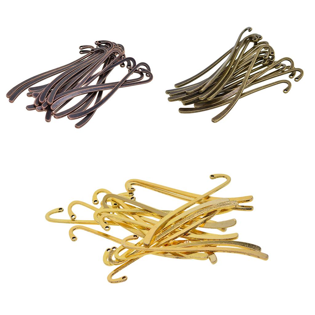 Jewelry Making Guide Book - アンティークデザインのメタルブックマーク、フック、ブックマーク、ビーズジュエリー、DIYコンポーネント、長さ87mm、距離、20個