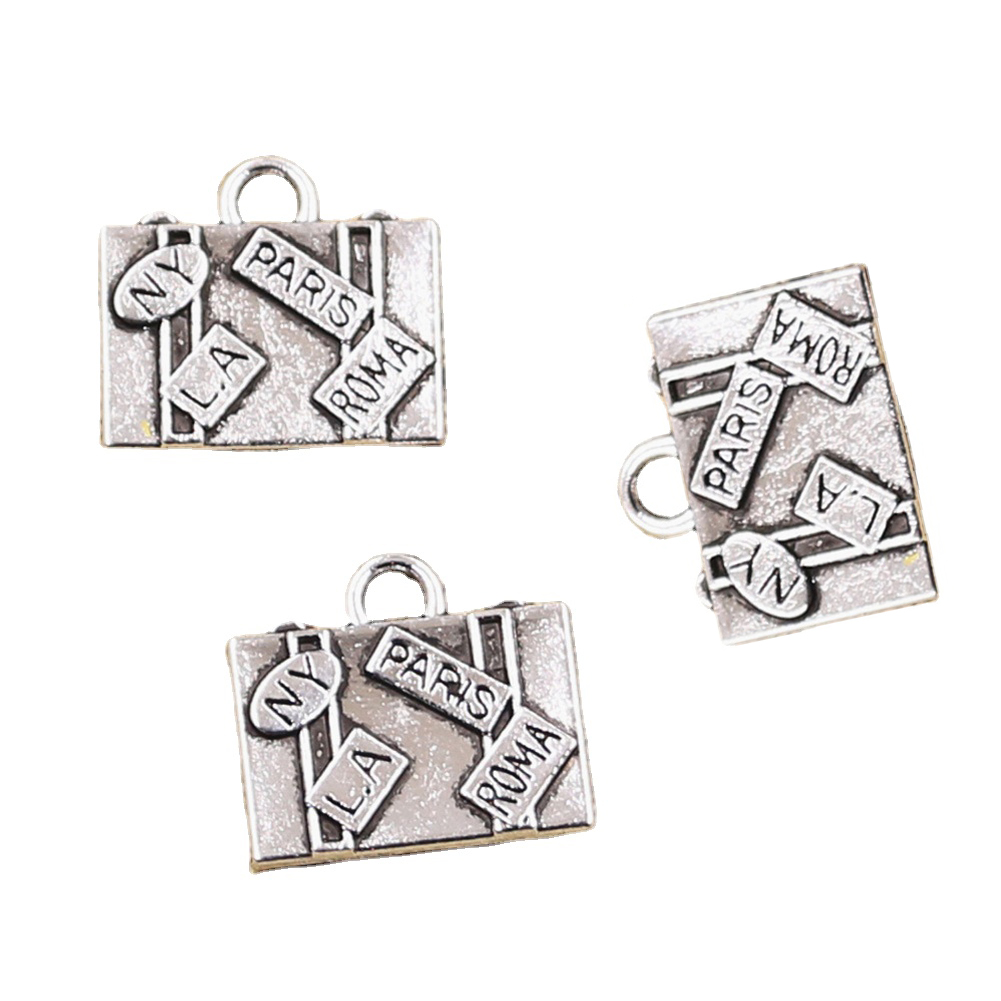 Jewelry Making York - アンティークシルバーカラーメッキペンダント,トラベルバッグ,15x16mm,チベットジュエリー,diy,手作り,10個