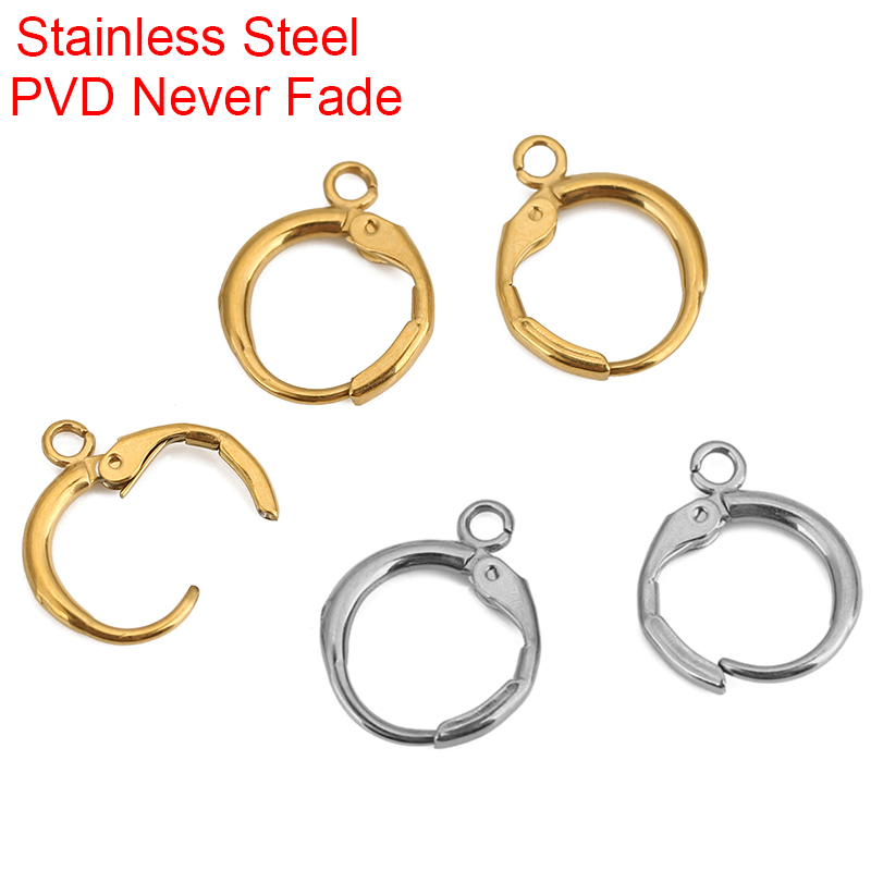 Jewelry Making Metals - 10 個 PVD ​​色褪せないステンレス鋼のイヤリングフックループ 12 ミリメートル低刺激性イヤリングクラスプジュエリー