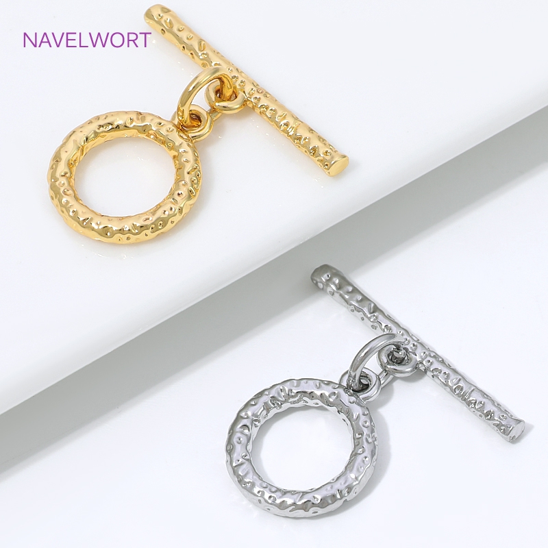 Toggle Clasp Gold - 真鍮製コネクタークラスプ、ジュエリー製作用、18Kゴールドメッキ、テクスチャードOTトグルクラスプ、ブレスレット用留め具、ジュエリーアクセサリー