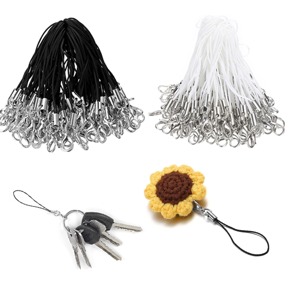 Jewelry Making Equipment - 50/100 個ブラックホワイトストラップチャームコードストラップラリアットコードロブスタークラスプ DIY キーホルダーキーリングジュエリーメイキング用品