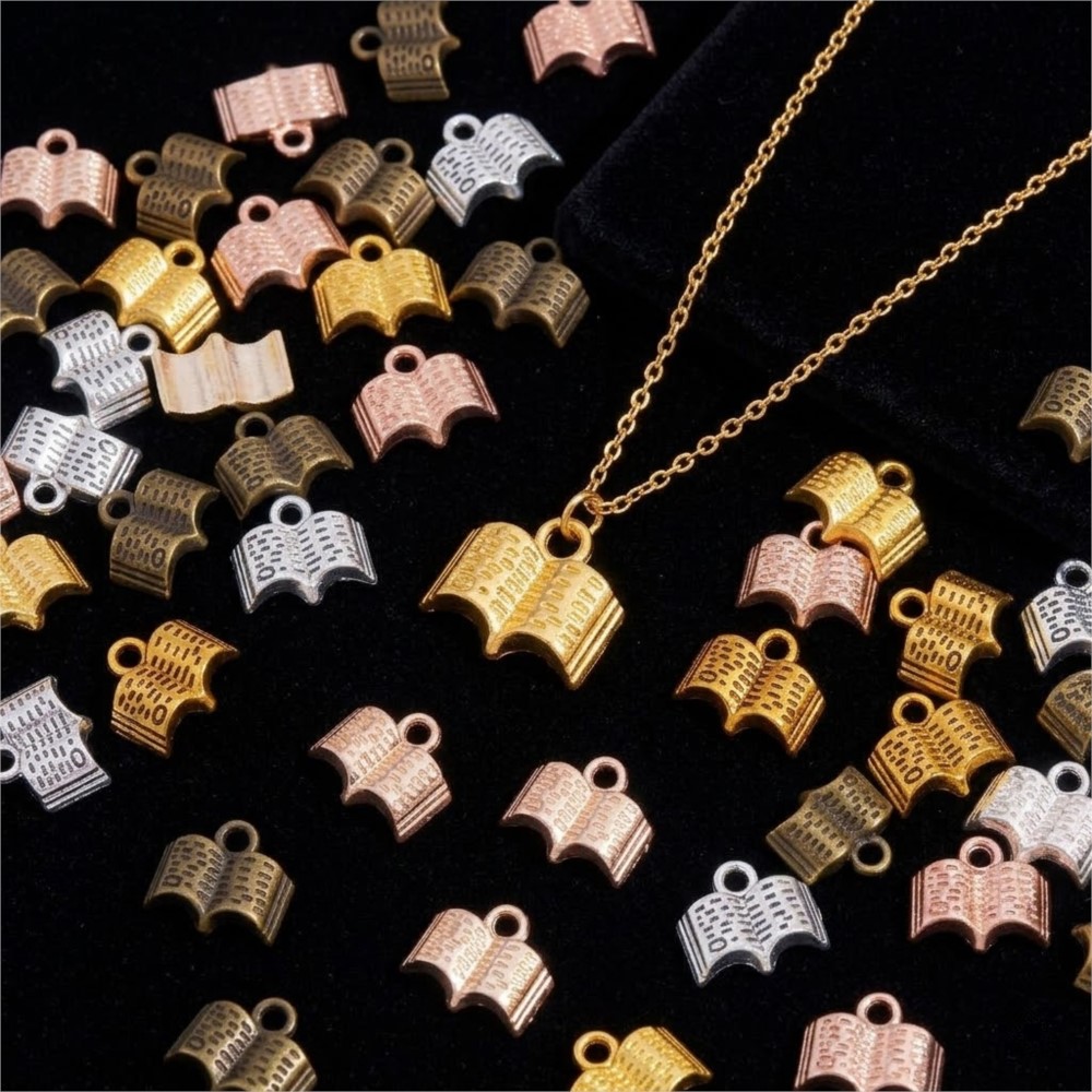 Jewelry Making Guide Book - 10/20/100 個ヴィンテージチャームメタルブックペンダント DIY ネックレスブレスレットイヤリングジュエリー作成工芸品装飾品アクセサリー