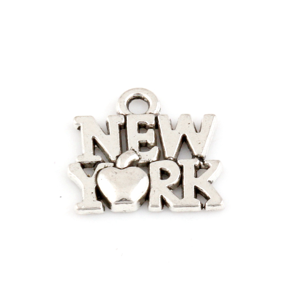 Jewelry Making York - 30 個合金「ニューヨーク」チャームペンダントジュエリー作成 DIY アクセサリー用 14.5X14mm A-168