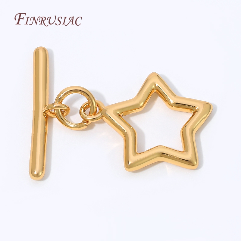 Toggle Clasp Gold - 18K金メッキ中空スターOTトグルクラスプ、ストレートTバーファスナー、ブレスレットネックレスDIYジュエリー製作材料用品