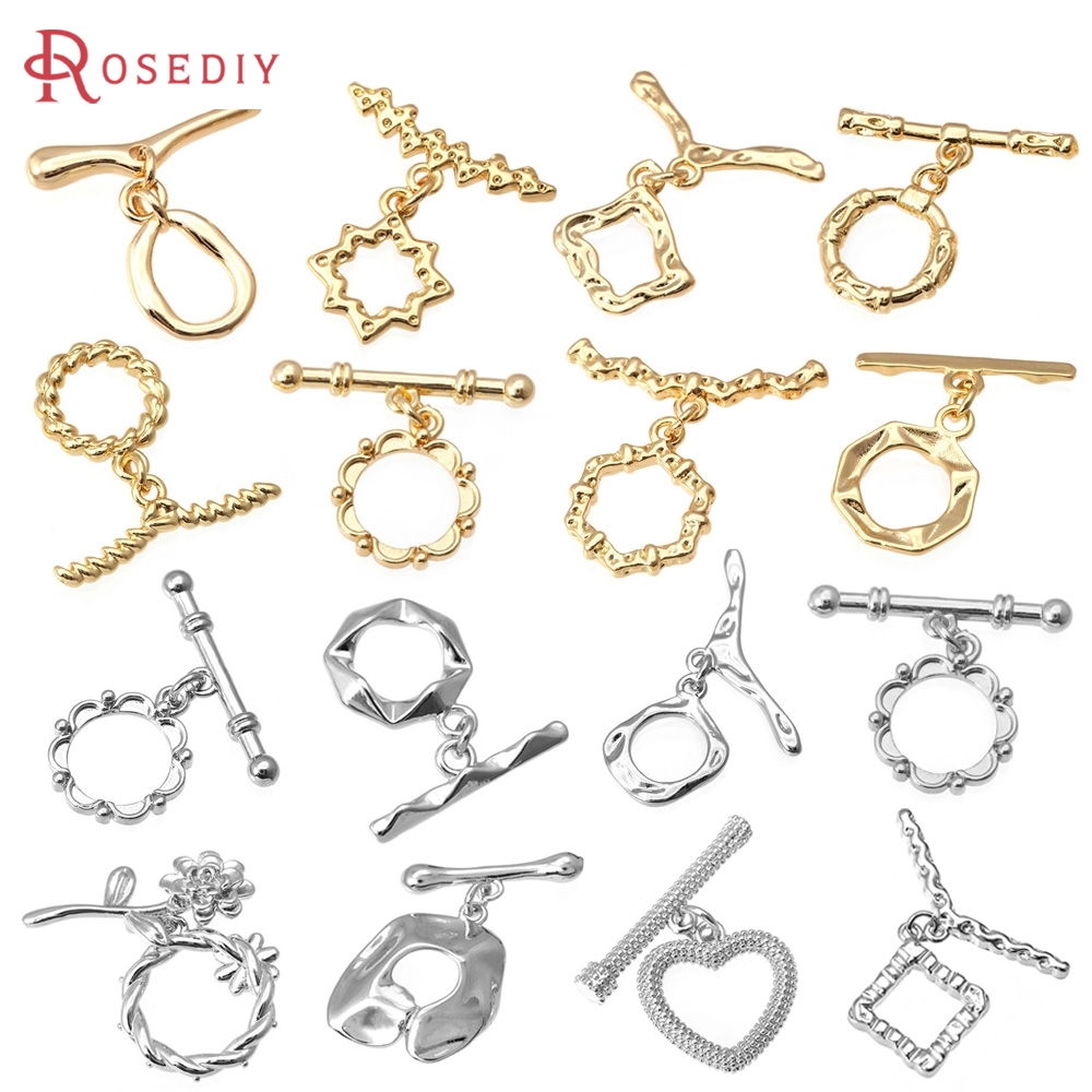 Toggle Clasp Gold - 6セット 18Kゴールドカラー 真鍮製 丸型O型トグルクラスプ ブレスレット用コネクタークラスプ 高品質DIYジュエリーアクセサリー製作材料