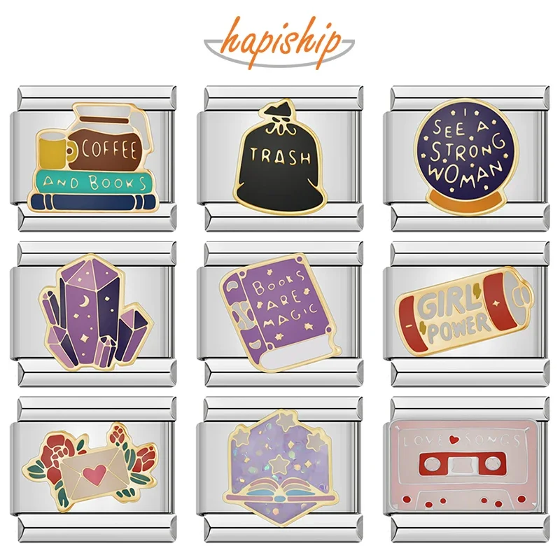 Jewelry Making Guide Book - Hapiship 2024 女性のギフトクールコーヒーブックイタリアンチャームリンクビーズフィット 9 ミリメートルステンレス鋼ブレスレットメイキングジュエリー DJ1349-A