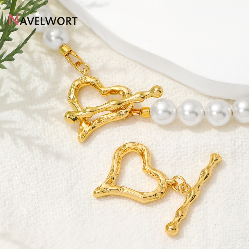 Toggle Clasp Gold - 18K金メッキハート型OTクラスプフックコネクター、DIYブレスレットネックレス作成材料、真鍮製トグルクラスプコネクター