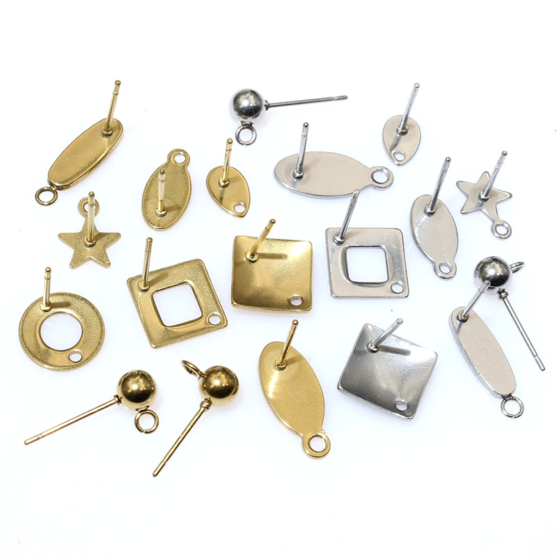 Jewelry Making Metals - 20個ステンレス鋼クラフトイヤリングスタッド幾何学的多角形イヤリングポストコネクタDIYイヤリングジュエリー製造用品