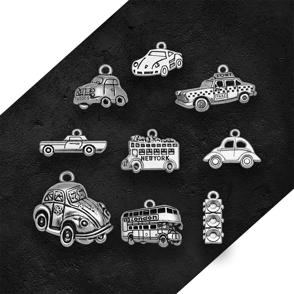 銀メッキの車のきらびやかなチャーム,新しいyorkチャーム, - Jewelry Making York のレビューと価格