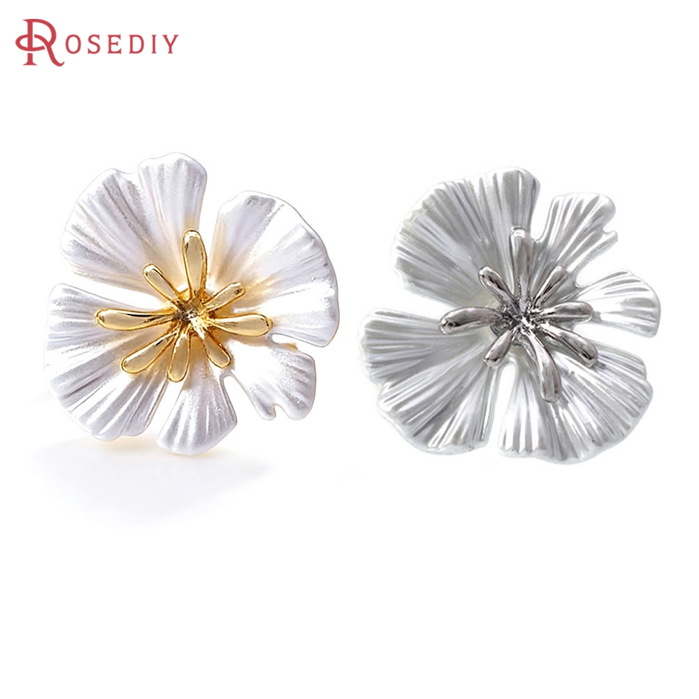 18K ゴールドカラー真鍮フラワースタッドイヤリングピンイヤ - Jewelry Making Metals のレビューと価格