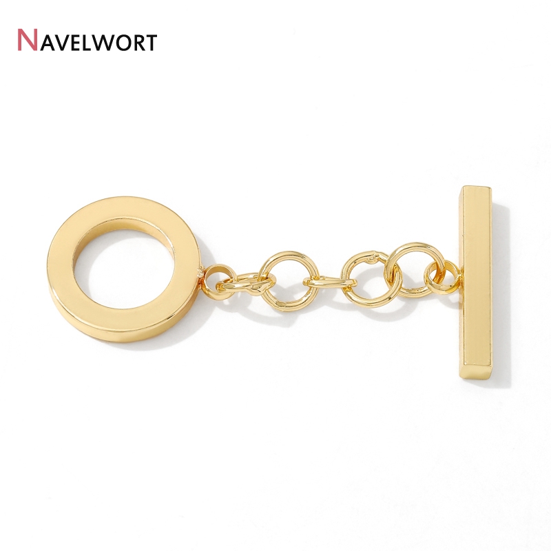 18K金メッキ真鍮製ラウンドOTクラスプ、DIYファッション - Toggle Clasp Gold のレビューと価格