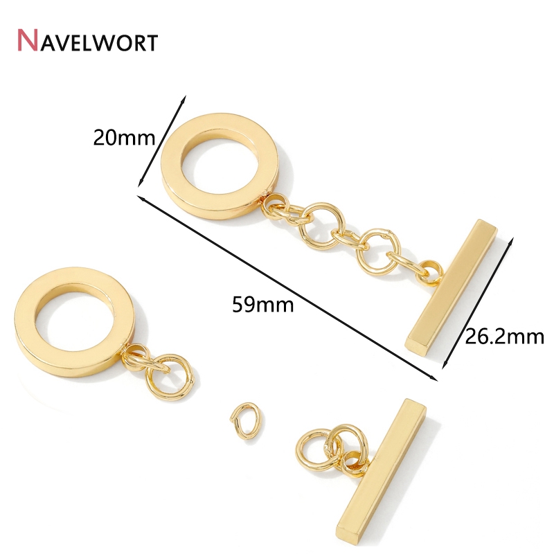 18K金メッキ真鍮製ラウンドOTクラスプ、DIYファッション - Toggle Clasp Gold のレビューと価格