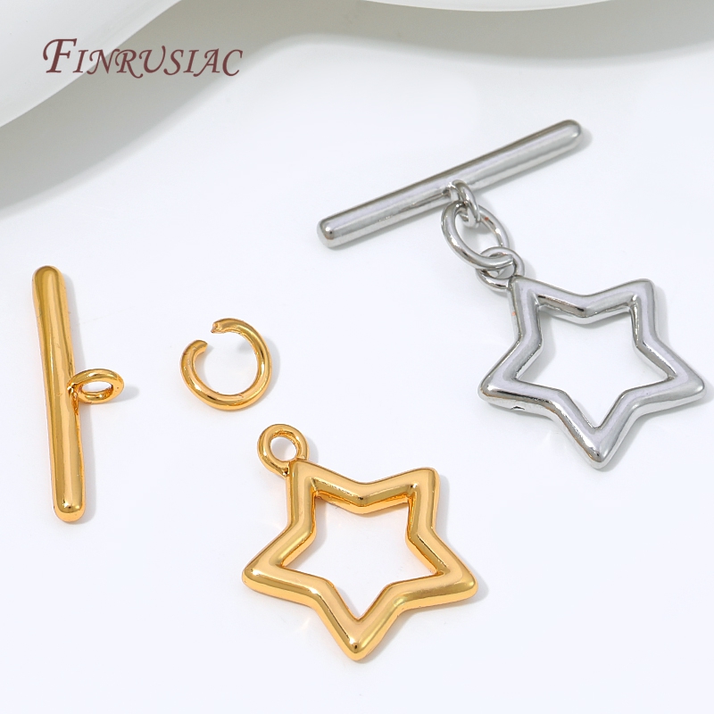 18K金メッキ中空スターOTトグルクラスプ、ストレートTバー - Toggle Clasp Gold のレビューと価格