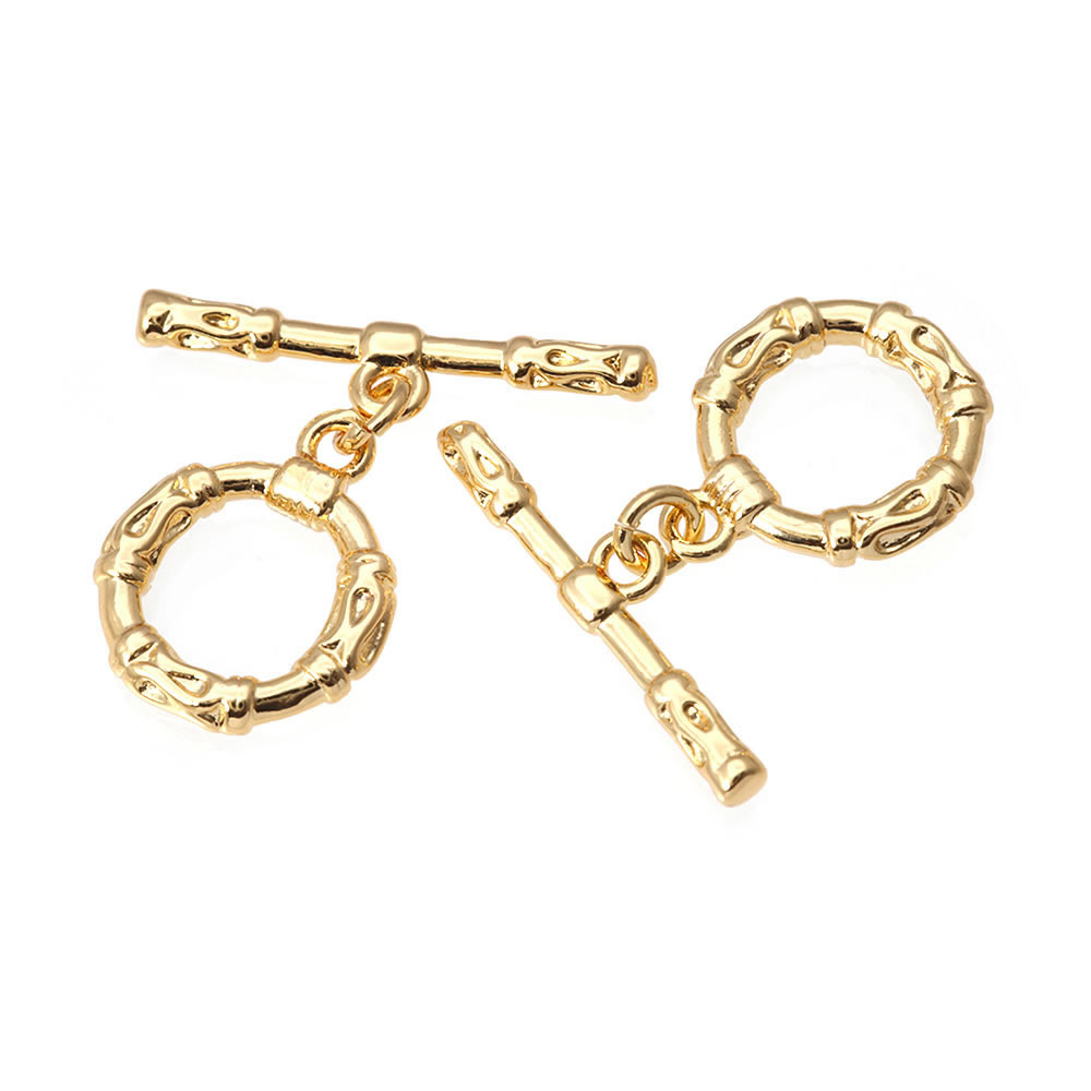 6セット 18Kゴールドカラー 真鍮製 丸型O型トグルクラス - Toggle Clasp Gold のレビューと価格