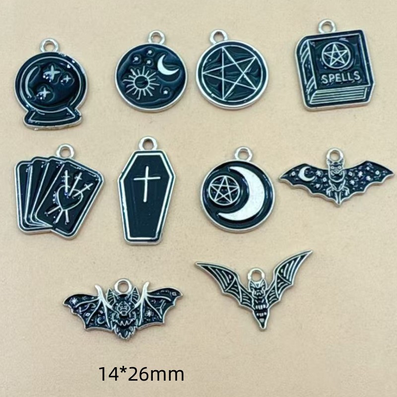 10 個ムーンスタークロスブックチャームエナメル合金ブラック - Jewelry Making Guide Book のレビューと価格