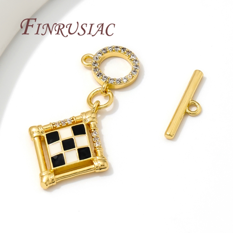 18K金メッキトグルクラスプOTクラスプアクセサリー、ジルコ - Toggle Clasp Gold のレビューと価格