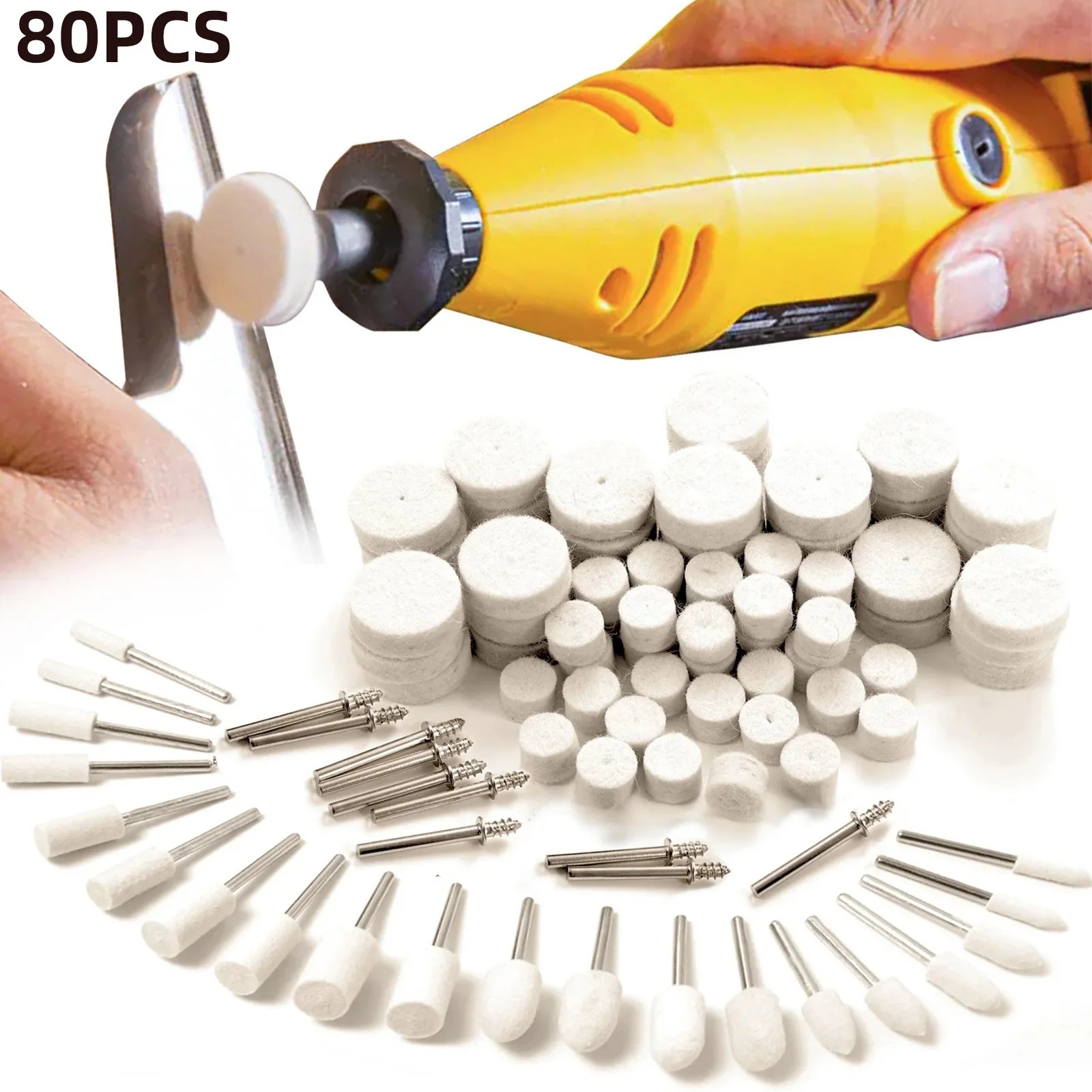 80個入りウールフェルトバフ研磨ホイールキット、1/8インチ - Jewelry Making Equipment のレビューと価格