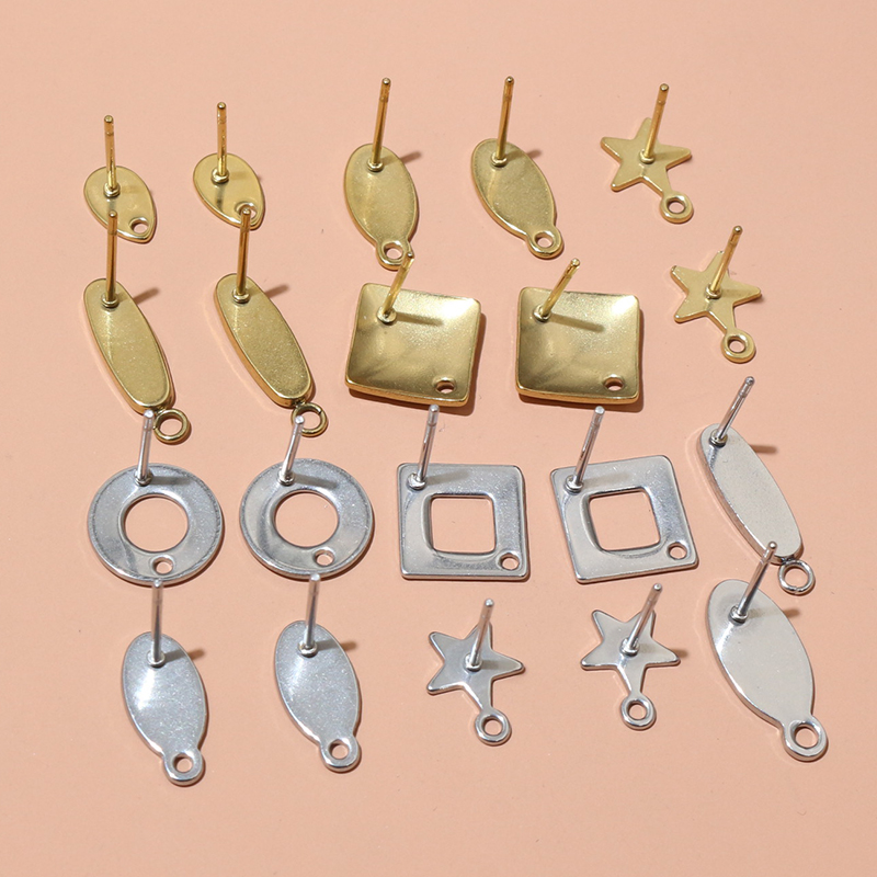 20個ステンレス鋼クラフトイヤリングスタッド幾何学的多角形イ - Jewelry Making Metals のレビューと価格