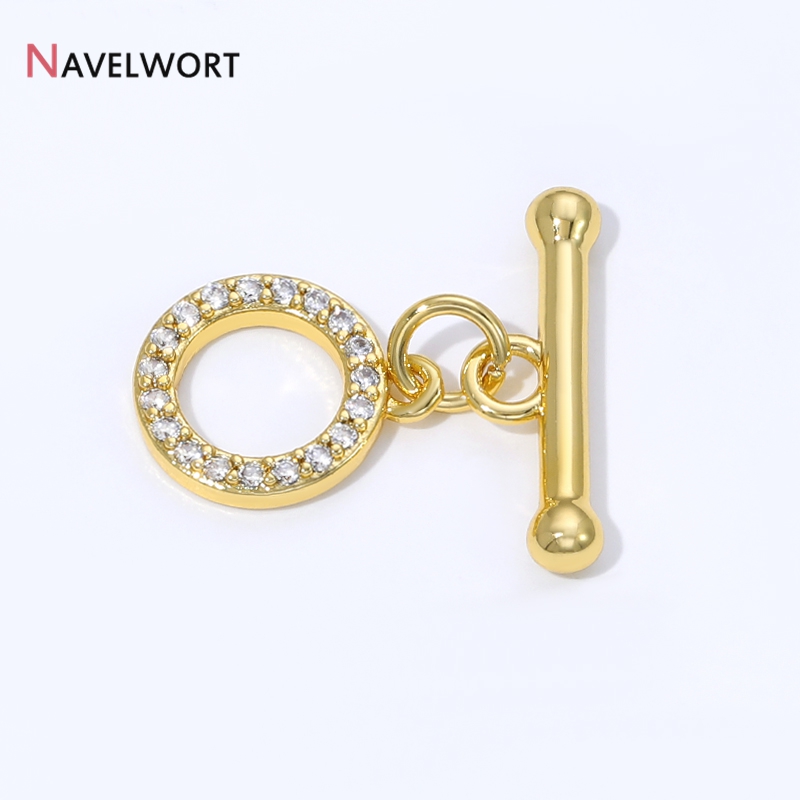 18K金メッキ真鍮製ジルコン象嵌OTクラスプコネクター、トグ - Toggle Clasp Gold のレビューと価格