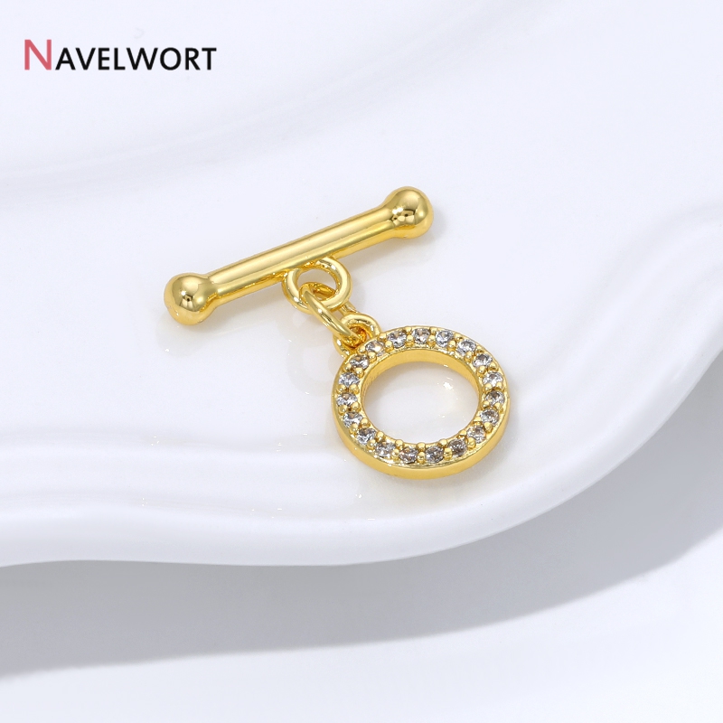 18K金メッキ真鍮製ジルコン象嵌OTクラスプコネクター、トグ - Toggle Clasp Gold のレビューと価格